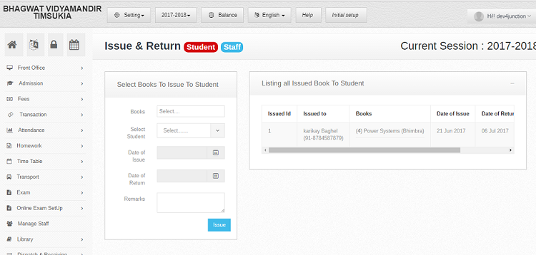 library management for school library management