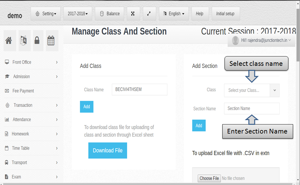 manage class section