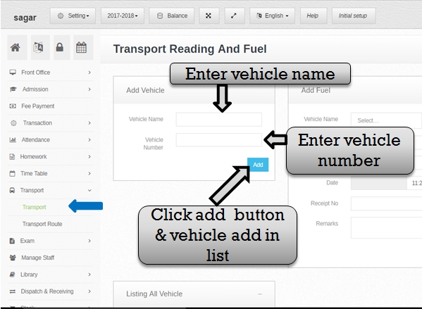 Transportation management system add vehicle