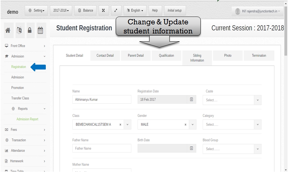 Admissions Management Software update info