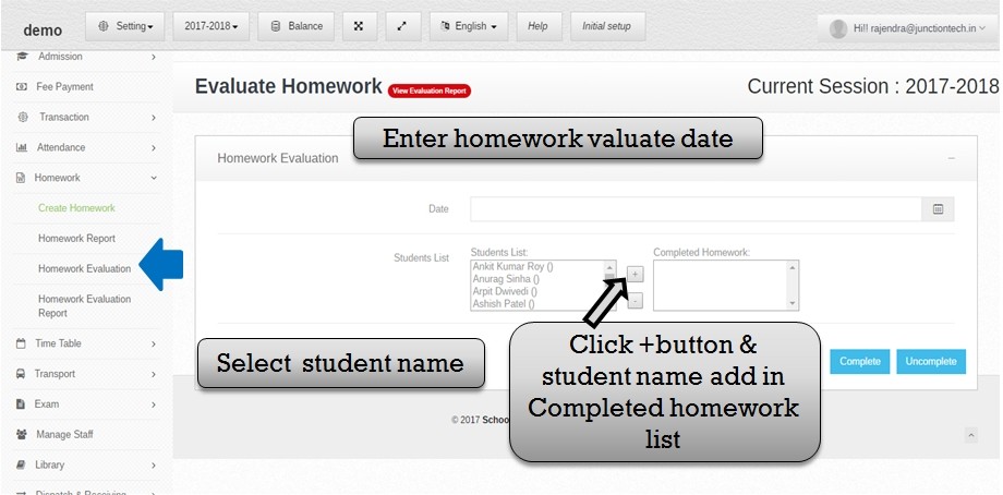 evaluate homework student