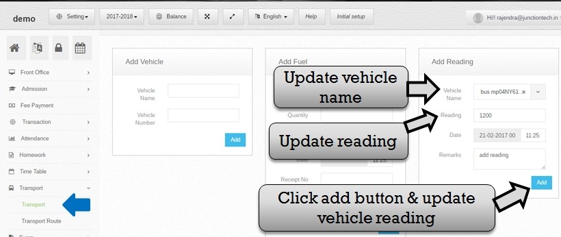 Transportation management system software reading