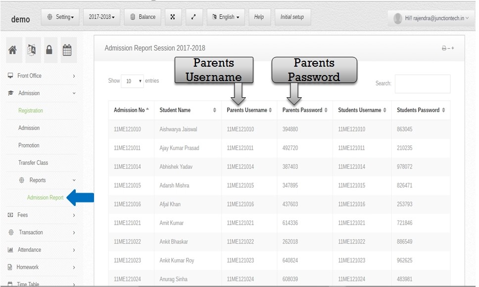 Admissions Management Software parent info