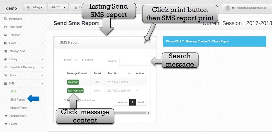 sms report