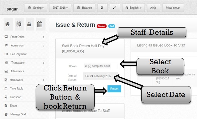 staff issue book return