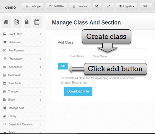 manage class and section