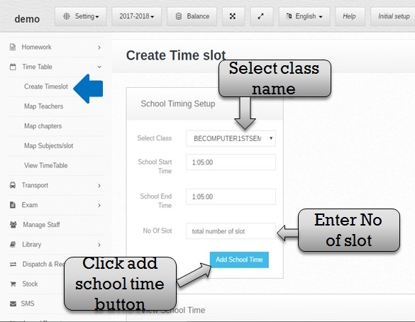 time table slot