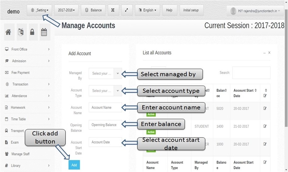 add manage account