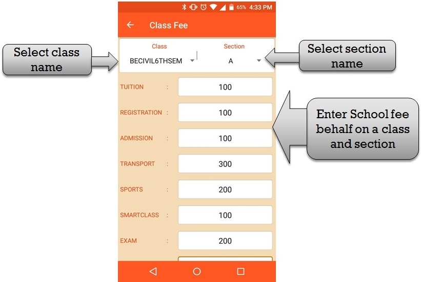 class fee create