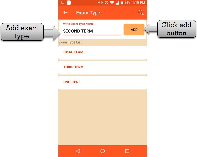 enter exam type