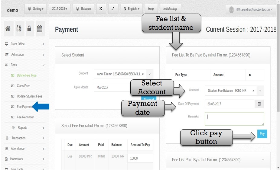 fee pay student name