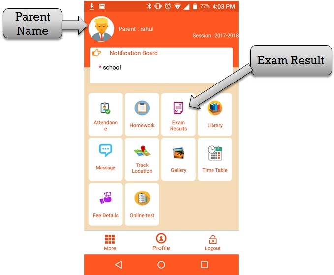 parent exam result