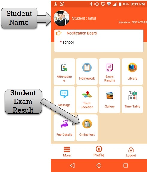 ZeroERP School Management App Software – Student Online Test select online exam