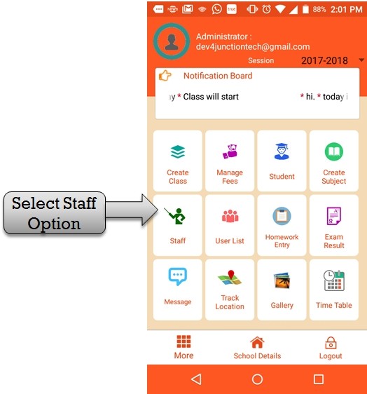 select staff option