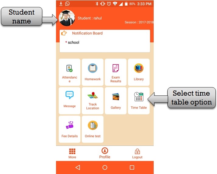 select time table