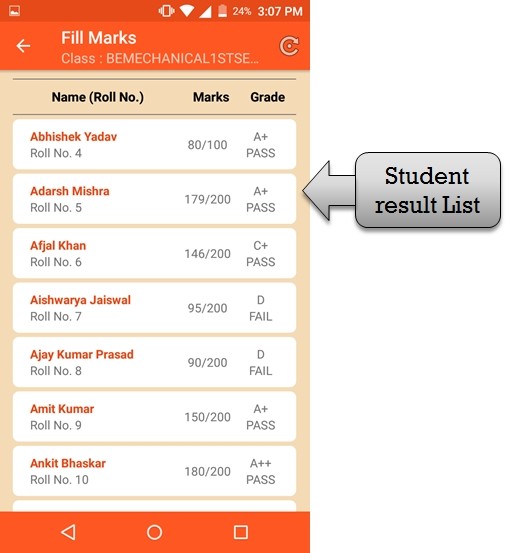 student result