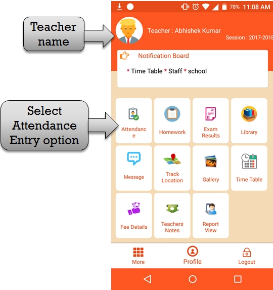 ZeroERP School Management App Software – Teacher Attendance