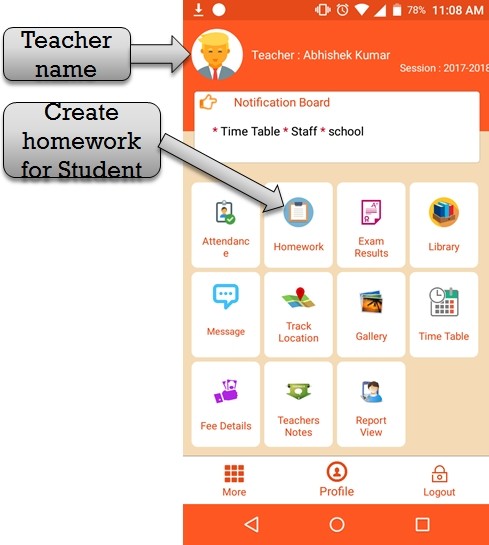 ZeroERP School Management App Software – Teacher Create Homework