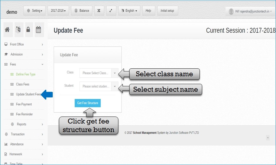 update student fee