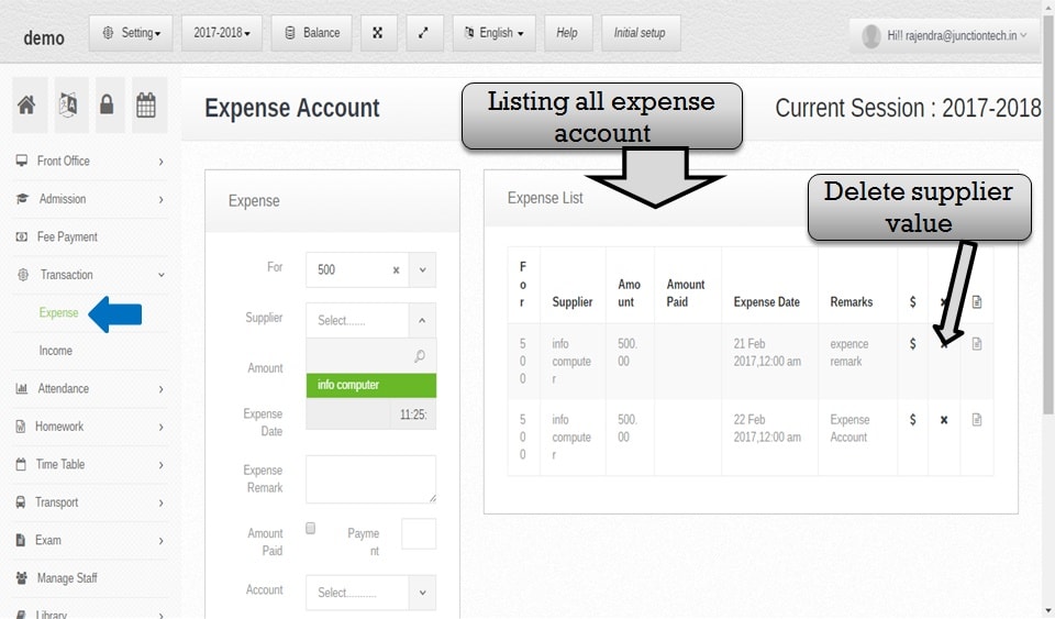 expense list