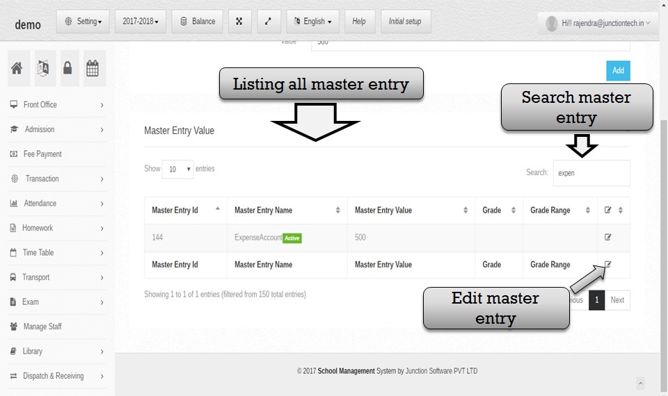 master entry list